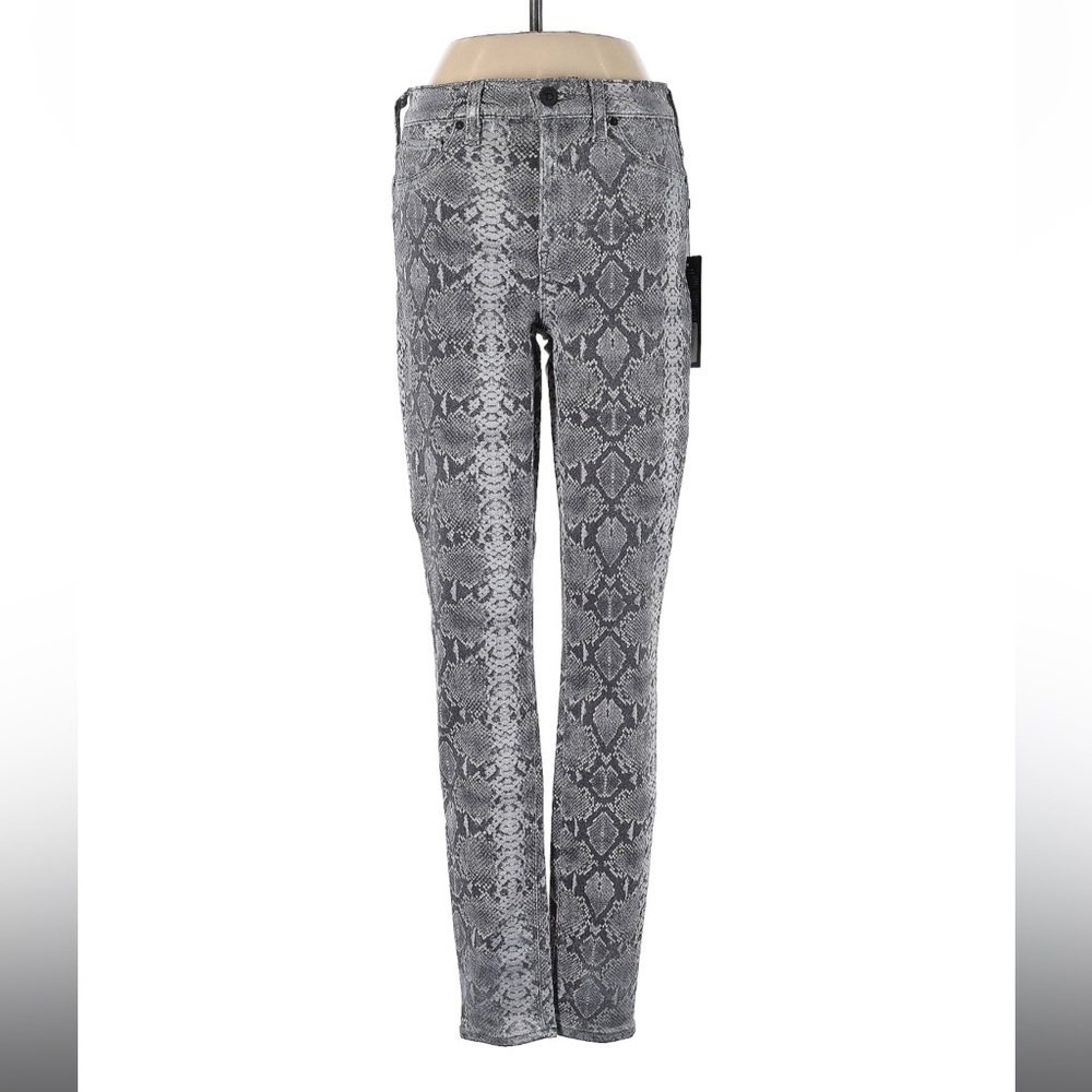 Hudson Barbara Snake Print Mid Rise Skinny Jeans 26 Gray Animal Print Stretch - Picture 2 of 6